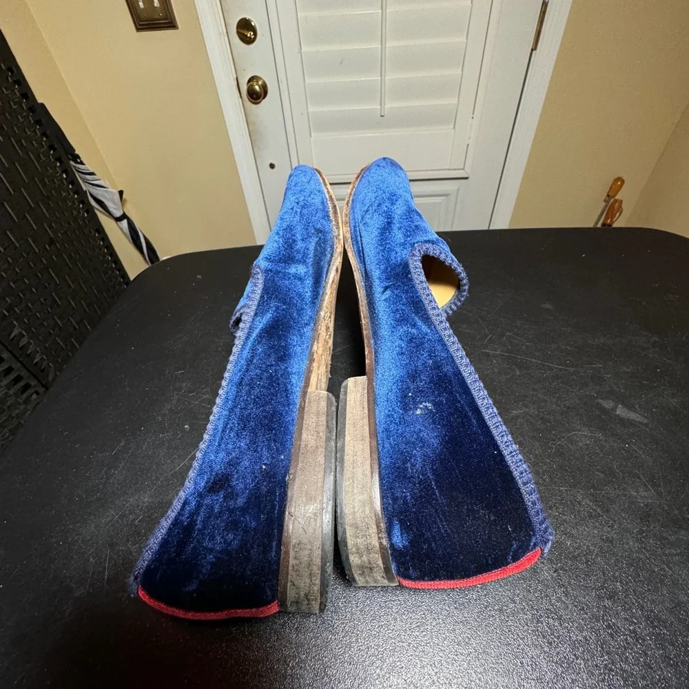 Del Toro blue velvet embroidered skull men’s loafer size 11 made in Italy